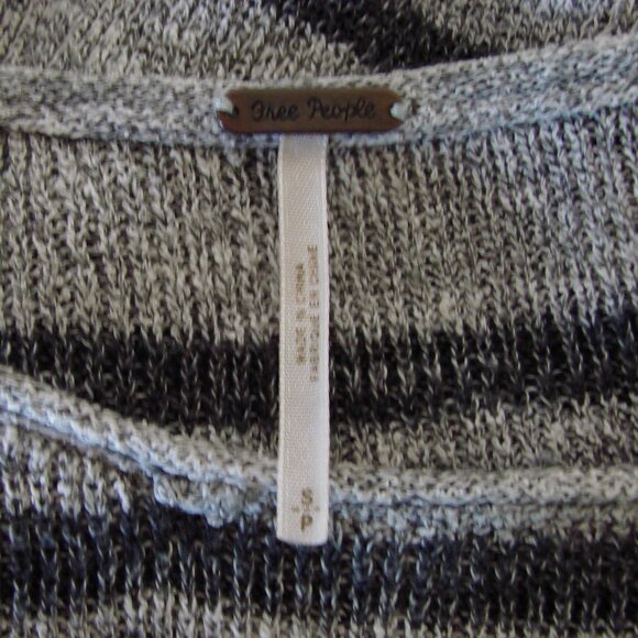 Free People Gray Striped Sweater Tunic High Low Oversized Crewneck Small M L XL - Picture 8 of 14